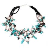 Cultured pearl beaded necklace, 'Sky Sonnet'