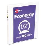 "Avery Economy Vinyl Round Ring View Binder, 1/2 Capacity, White (Ave05706)"