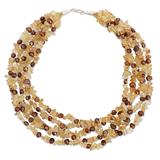 Cultured pearl and citrine beaded necklace, 'Opulent Honey'