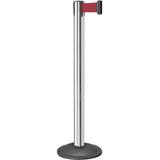 Lavi Industries Contempo 7.5 Ft. Retractable Chrome Belt Stanchion in Black, Size 40.0 H x 12.5 W x 12.5 D in | Wayfair 26-40700WB/BY