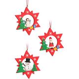 Christian Ulbricht 6 Piece Assorted Stars Hanging Figurine Ornament Set Wood in Brown/Red/White, Size 3.0 H x 2.5 W x 0.75 D in | Wayfair 10/0895