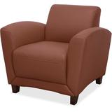 Lorell Reception Seating Leather Seat Waiting Room Chair w/ Wood Frame Wood/Leather in Brown, Size 26.0 H x 33.0 W x 36.5 D in | Wayfair LLR68948