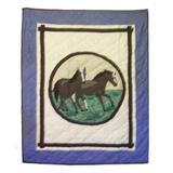 Patch Magic Horse Friends Cotton Crib Quilt 100% Cotton in Blue, Size 46.0 H x 36.0 W in | Wayfair QCHSFR