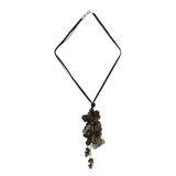 Wood and recycled glass pendant necklace, 'Earth Medley'