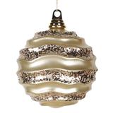 Vickerman 33593 - 6" Champagne Candy Glitter Wave Ball Christmas Tree Ornament (M132038)