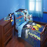 Disney Mickey Mouse Space Adventures 4 Piece Toddler Bedding Set Polyester in Blue/Navy | Wayfair 6091416