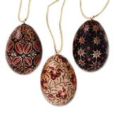 Java Stars,'Hand Made Batik Wood Christmas Ornaments (Set of 3)'