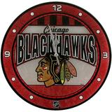 Chicago Blackhawks 12" Art-Glass Wall Clock