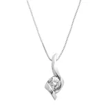 "Sirena Collection 14k White Gold 1/4-ct. T.W. Round-Cut Diamond Solitaire Swirl Pendant, Women's, Size: 18"""