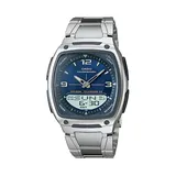 Casio Men's Illuminator World Time Analog & Digital Databank Chronograph Watch - AW81D-2AV, Grey