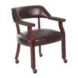 Office Star Products Mahogany Traditional Guest Chair with Ball Casters, Multicolor