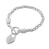 "Sterling Silver Diamond Accent Heart Bracelet, Women's, Size: 7.5"", White"
