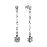 1928 Silver-Tone Simulated Pearl and Crystal Linear Flower Earrings, Women's, White