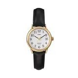 Timex Women's Leather Watch - T2H341, Size: Small, Black
