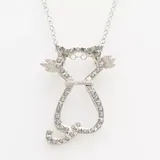 "Diamond Mystique Platinum Over Silver Diamond Accent Cat Pendant, Women's, Size: 18"", White"
