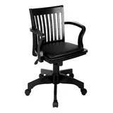 Office Star Products Deluxe Banker's Chair with Vinyl Seat, Black