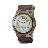 Casio Men's Illuminator World Time Analog & Digital Databank Chronograph Watch - AW80V-5BV, Brown