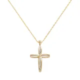 18k Gold-Over-Silver 1/4-ct. T.W. Diamond Cross Pendant, Women's, White