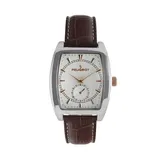 Peugeot Silver Tone Leather Watch - 2027 - Men, Men's, Brown