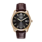 Citizen Men's Eco-Drive Leather Watch - AU1043-00E, Size: Large, Brown