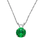 "10k White Gold Lab-Created Emerald Pendant, Women's, Size: 18"", Green"