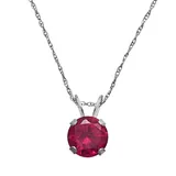 "10k White Gold Lab-Created Ruby Pendant, Women's, Size: 18"", Red"