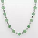 "Sterling Silver Jade Bead Necklace, Women's, Size: 18"", Green"
