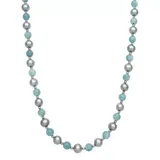 "Sterling Silver Dyed Freshwater Cultured Pearl and Aquamarine Bead Necklace, Women's, Size: 18"", Multicolor"
