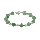 "Sterling Silver Jade Bead Bracelet, Women's, Size: 7.5"", Green"