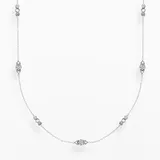 "Silver Plate Diamond Accent Openwork Station Necklace, Women's, Size: 24"", White"