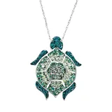 Artistique Sterling Silver Crystal Turtle Pendant, Women's, Green