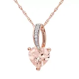 "Stella Grace 10k Rose Gold Morganite and Diamond Accent Heart Pendant, Women's, Size: 17"", Pink"
