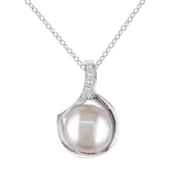 "Stella Grace Sterling Silver Dyed Freshwater Cultured Pearl and Diamond Accent Pendant, Women's, Size: 18"", Pink"
