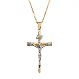 "14k Gold Over Silver Plate and Silver Plate Crucifix Pendant, Women's, Size: 18"", Multicolor"
