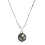 Sterling Silver Tahitian Cultured Pearl and White Topaz Pendant, Women's, Black