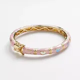 Junior Jewels Brass Pink Enamel Heart Bangle Bracelet - Kids, Girl's
