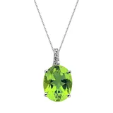 "Gemminded Sterling Silver Peridot and Diamond Accent Oval Pendant, Women's, Size: 18"", Green"