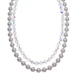 "Crystal Avenue Silver-Plated Crystal and Simulated Pearl Necklace - Made with Swarovski Crystals, Women's, Size: 18"", Multicolor"