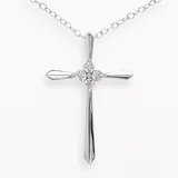Sterling Silver Diamond Accent Cross Pendant, Women's, White