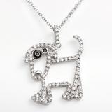 "Sophie Miller Sterling Silver Black and White Cubic Zirconia Dog Pendant, Women's, Size: 18"""