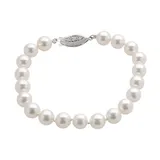 "18k White Gold AAA Akoya Cultured Pearl Bracelet (7.5-8 mm), Women's, Size: 7.5"""