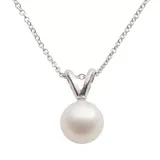 "18k White Gold AA Akoya Cultured Pearl Pendant - 18 in., Women's, Size: 18"""
