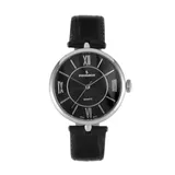 Peugeot Women's Leather Watch, Black