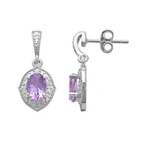 Sterling Silver Amethyst and Diamond Accent Marquise Drop Earrings, Women's, Purple