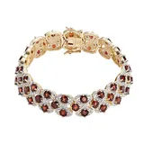 "18k Gold-Plated Garnet and Diamond Accent Openwork Bracelet - 8-in., Women's, Size: 8"", Red"
