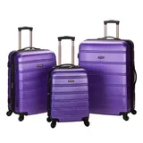 Rockland Melbourne 3-Piece Hardside Spinner Luggage Set, Purple, 3 Pc Set