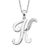 Sterling Silver Diamond Accent Initial Pendant, Women's, Size: 20MM, Grey
