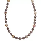 "Crystal Avenue Silver-Plated Crystal & Simulated Pearl Station Necklace, Women's, Size: 16"", Brown"