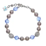 "Crystal Avenue Silver-Plated Simulated Pearl and Crystal Bracelet - Made with Swarovski Crystals, Women's, Size: 7"", Blue"
