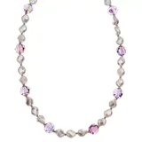 "Crystal Avenue Silver-Plated Crystal & Simulated Pearl Station Necklace, Women's, Size: 16"", Purple"
